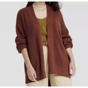Size XL Universal Thread Open-Front Cardigan Sweater - Brown/Rust